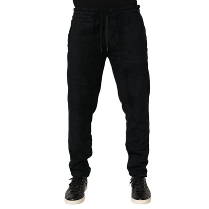 Dolce & Gabbana Black Cotton Logo Men Jogger Sweatpants Pants