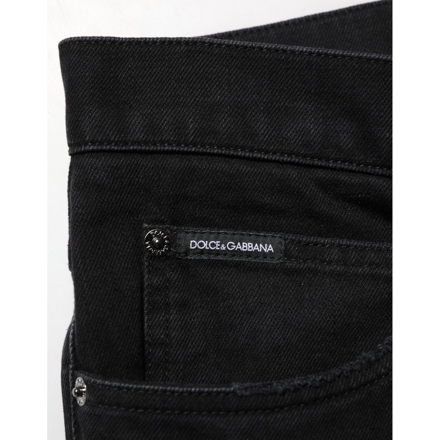 Dolce & Gabbana Black Cotton Regular Denim Men Trouser Jeans