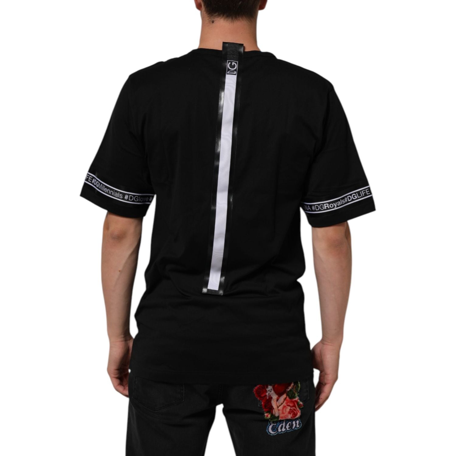 Dolce & Gabbana Black DGRoyals Cotton Men Crew Neck IT T-shirt