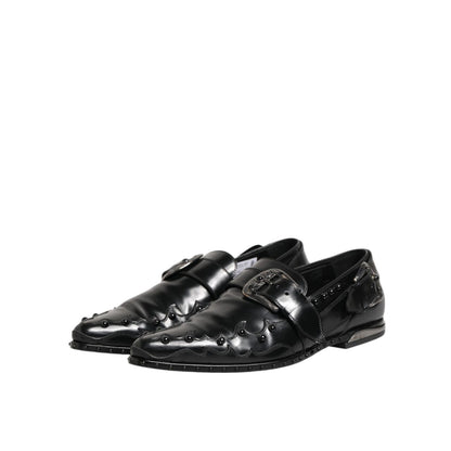 Dolce & Gabbana Black Embellished Dress Monk Strap Shoes