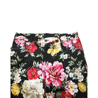 Dolce & Gabbana Black Floral Cotton Dress Formal Trouser Pants