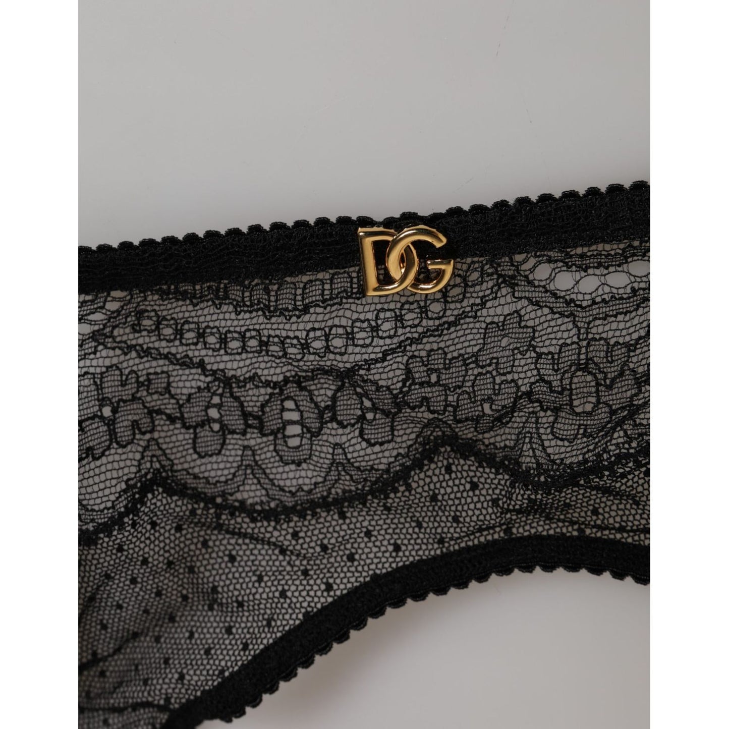 Dolce & Gabbana Black Floral Lace Nylon Strap Garter Underwear