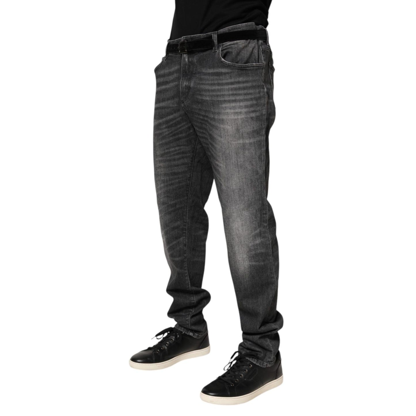Dolce & Gabbana Black Gray Wash Slim Fit Straight Leg Denim Jeans
