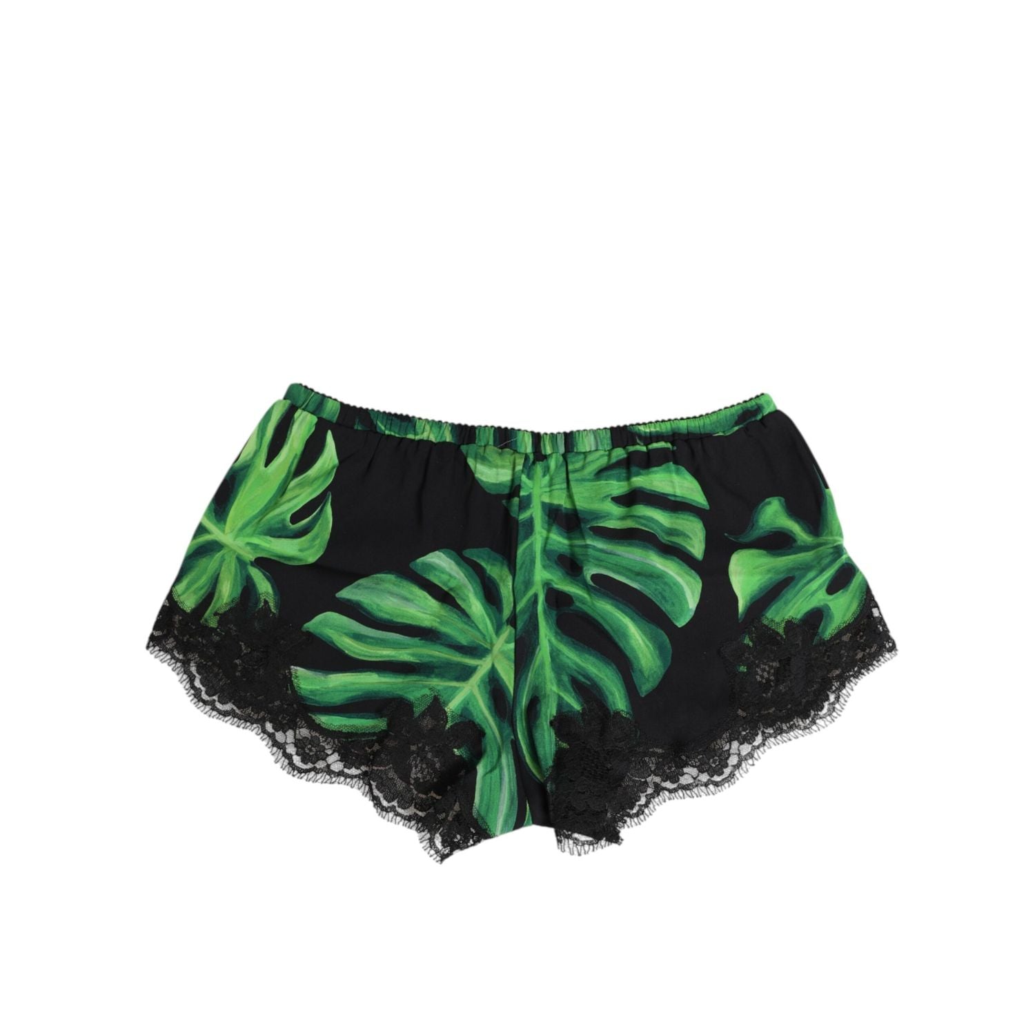 Dolce & Gabbana Black Green Tropical Print Lace Underwear