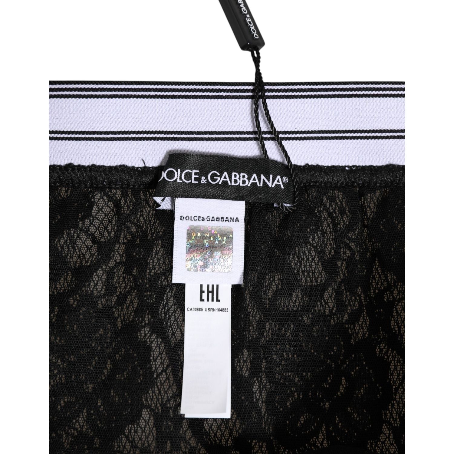 Dolce & Gabbana Black Lace Nylon High Waist Panty Underwear