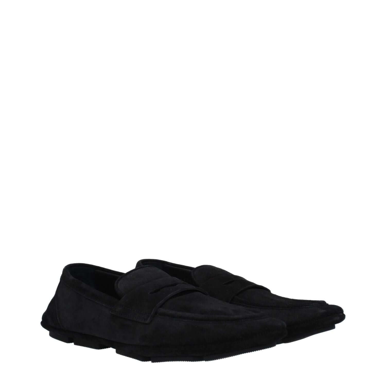 Dolce & Gabbana Black Leather Slip-On Loafers