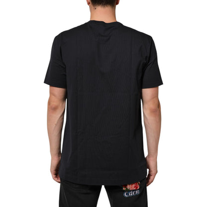 Dolce & Gabbana Black Logo Compass Cotton Crew Neck T-shirt