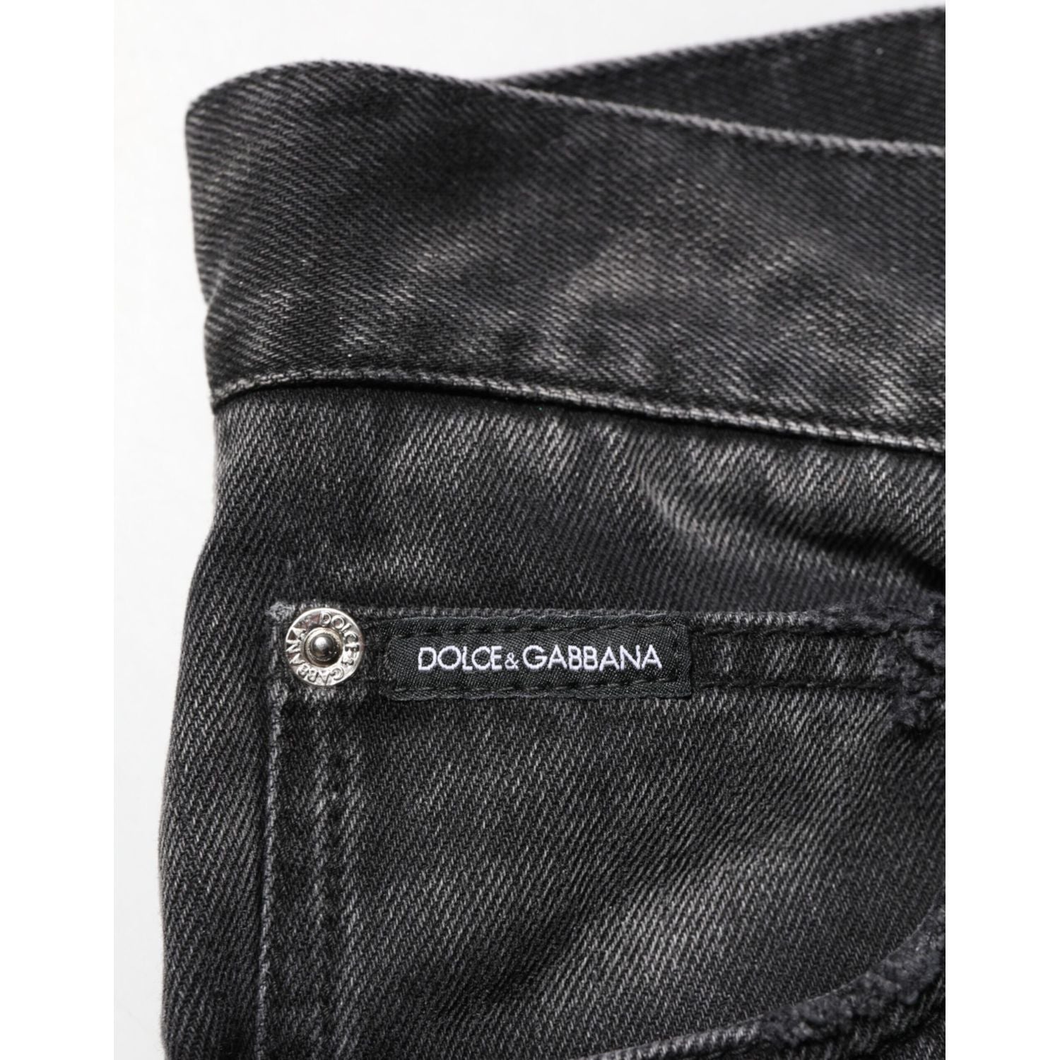 Dolce & Gabbana Black Marbled Effect Straight Men Denim Jeans