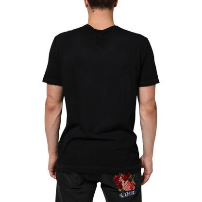 Dolce & Gabbana Black Musical Print Cotton Crew Neck T-shirt