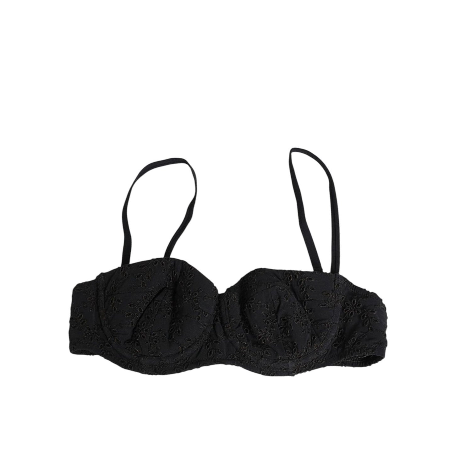 Dolce & Gabbana Black Polyester Embroidered Underwire Bra Underwear