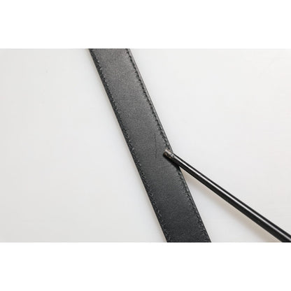 Dolce & Gabbana Black Textured Leather Silver Metal Buckle Men Belt