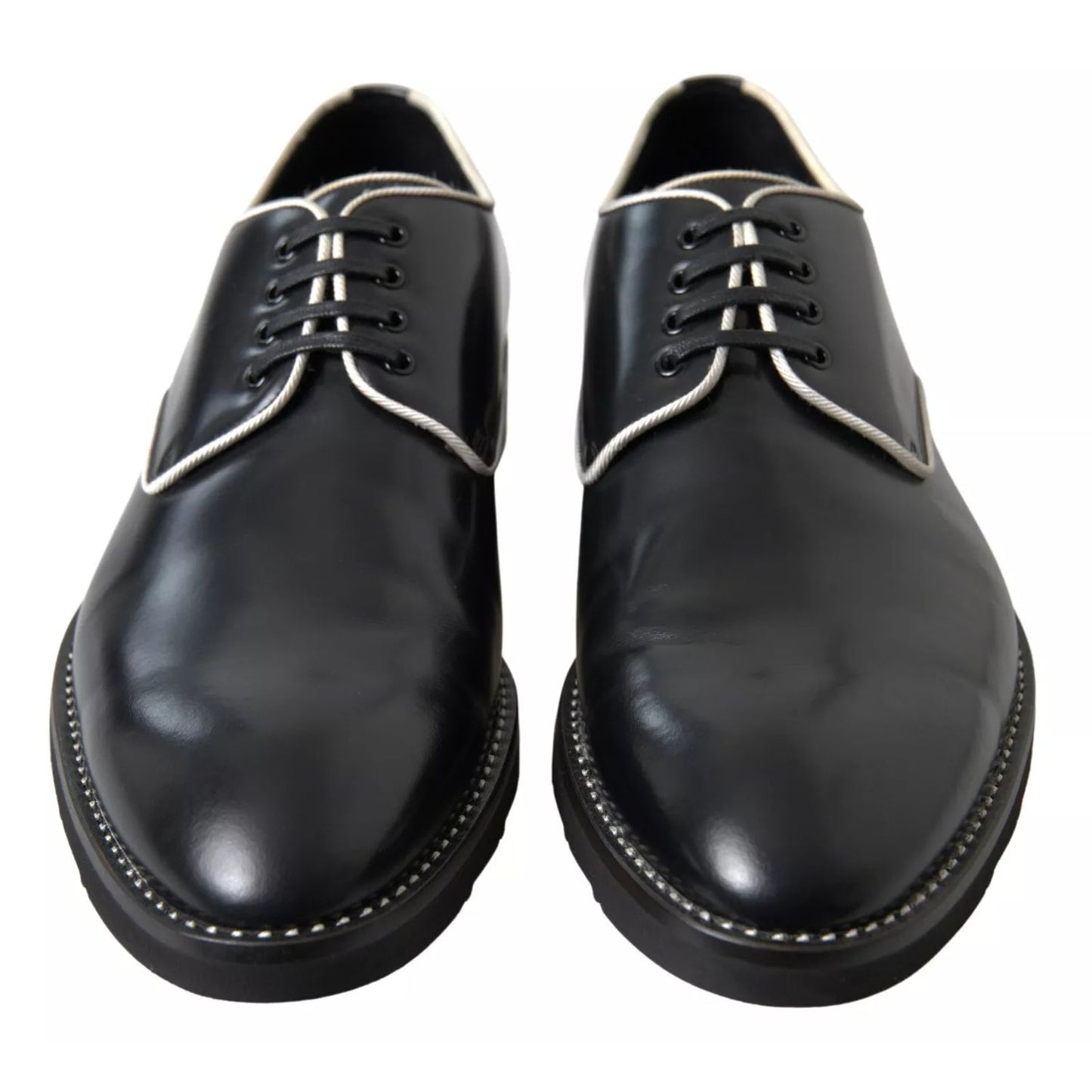 Dolce & Gabbana Black White Leather Formal Dress Shoes