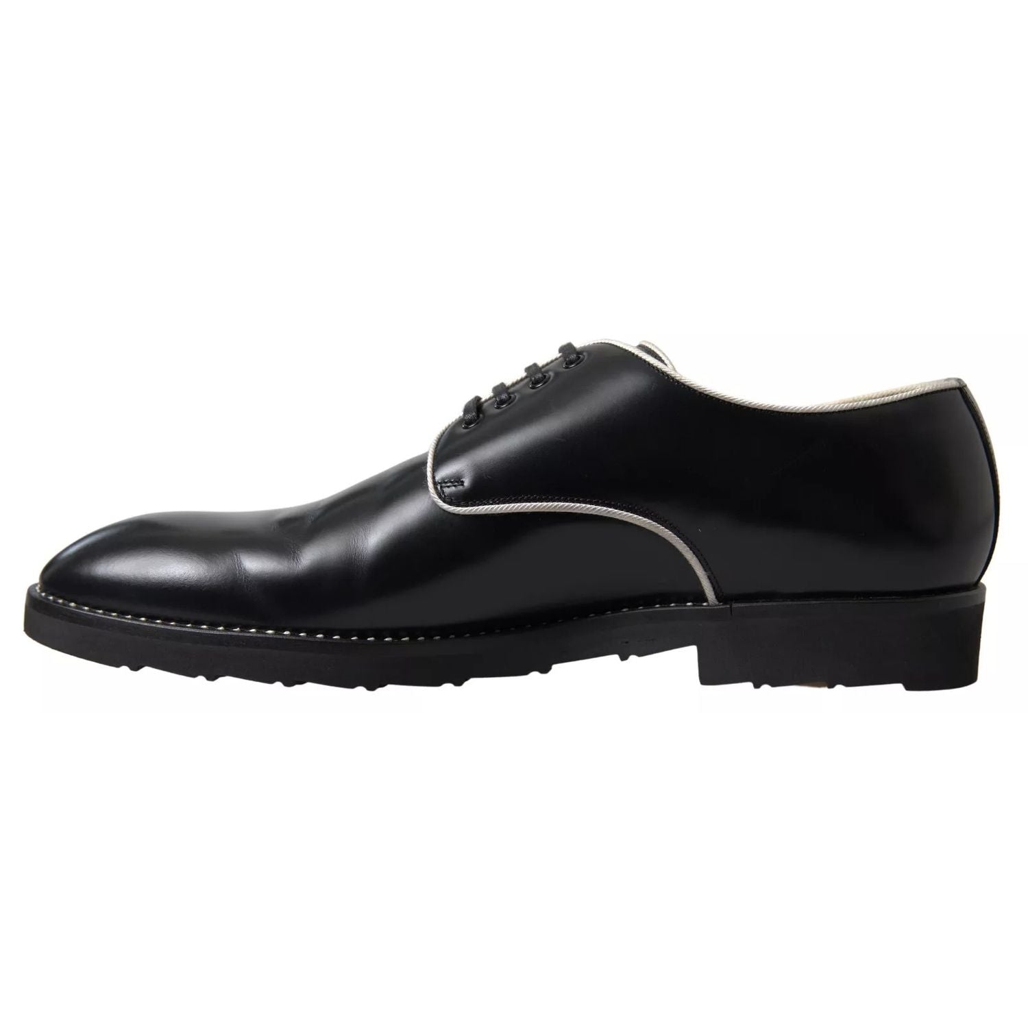 Dolce & Gabbana Black White Leather Formal Dress Shoes