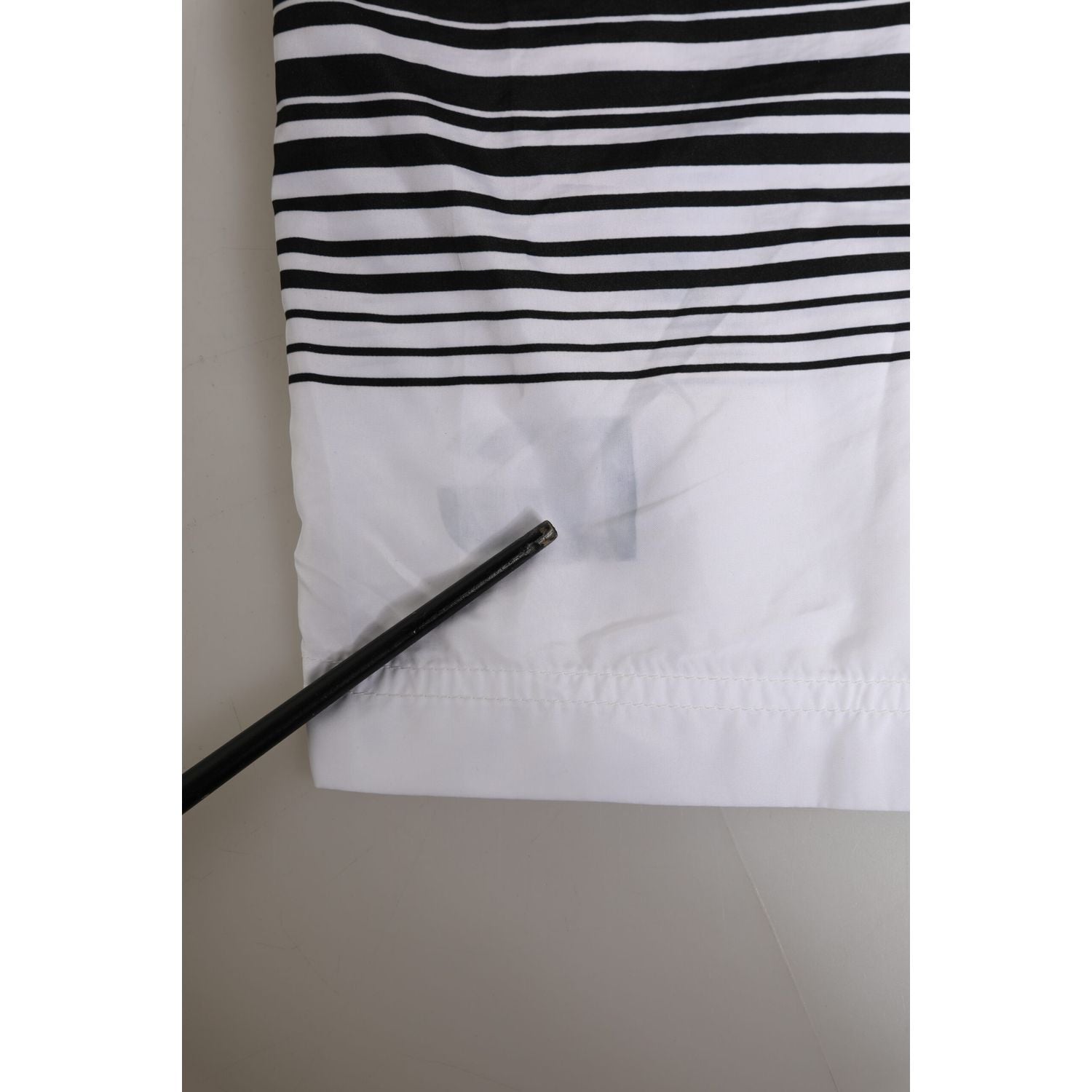 Dolce & Gabbana Black White Striped DG Logo Men Short  Swimwear