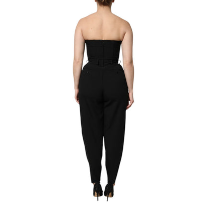 Dolce & Gabbana Black Wool Strapless Romper Jumpsuit Dress