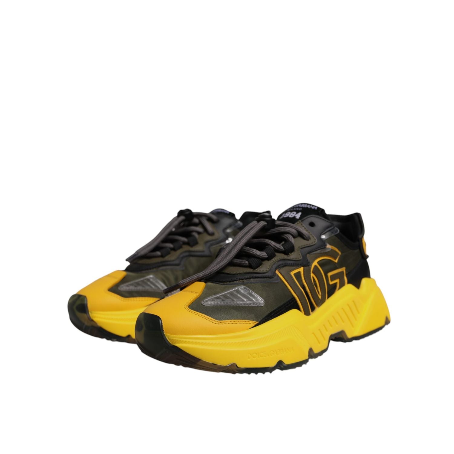 Dolce & Gabbana Black Yellow Daymaster Low Top Sneakers  Shoes