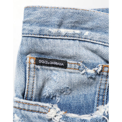 Dolce & Gabbana Blue Distressed Ripped Denim Pants Jeans