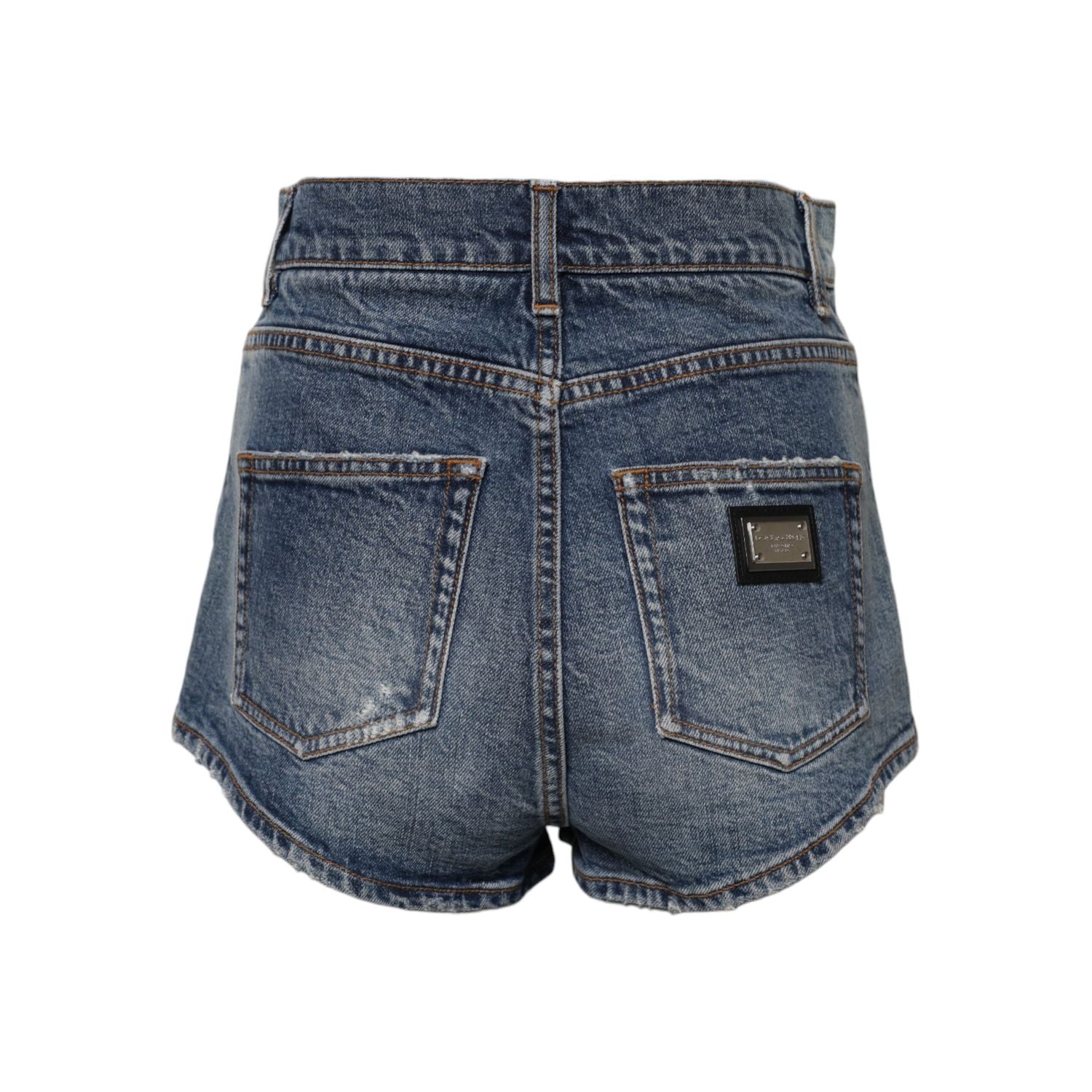 Dolce & Gabbana Blue Tattered Denim Cotton Hot Pants Shorts