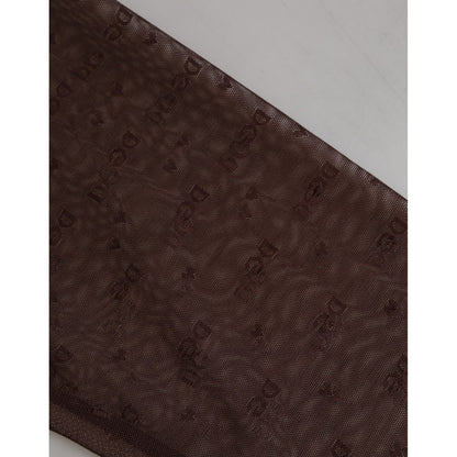 Dolce & Gabbana Brown Nylon Logo Lace Leggings Pants Underwear