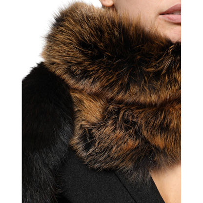 Dolce & Gabbana Brown Red Fox Fur Neck Cashmere Warmer Scarf