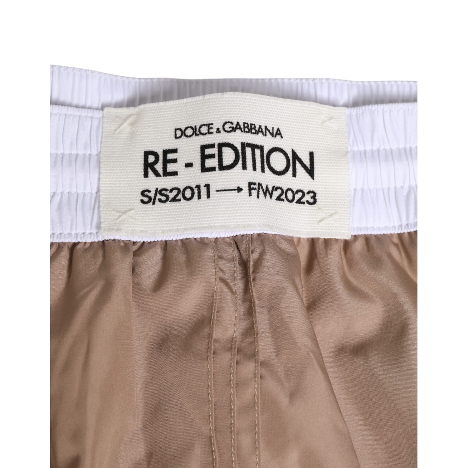 Dolce & Gabbana Brown White Polyester Re-Edition Shorts Swimwear
