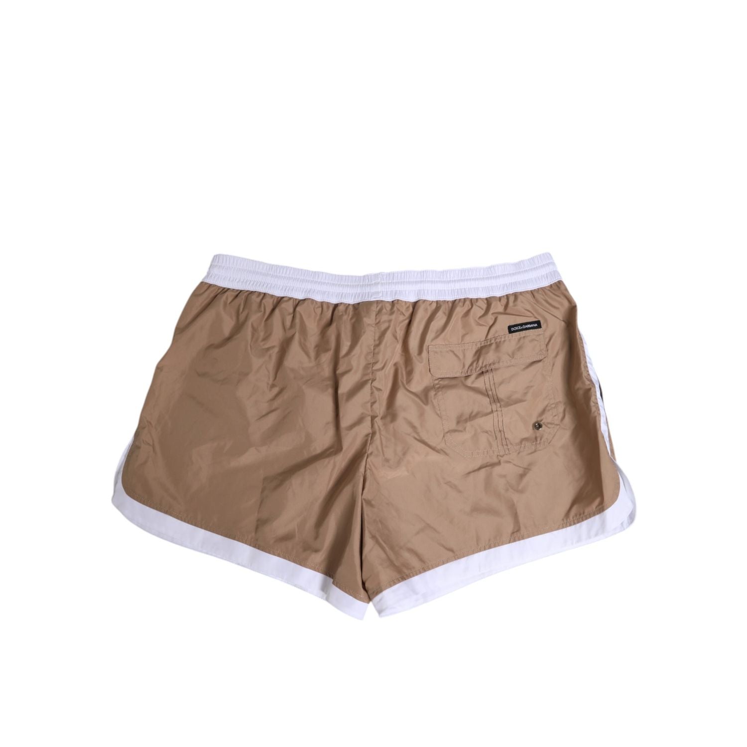 Dolce & Gabbana Brown White Polyester Re-Edition Shorts Swimwear