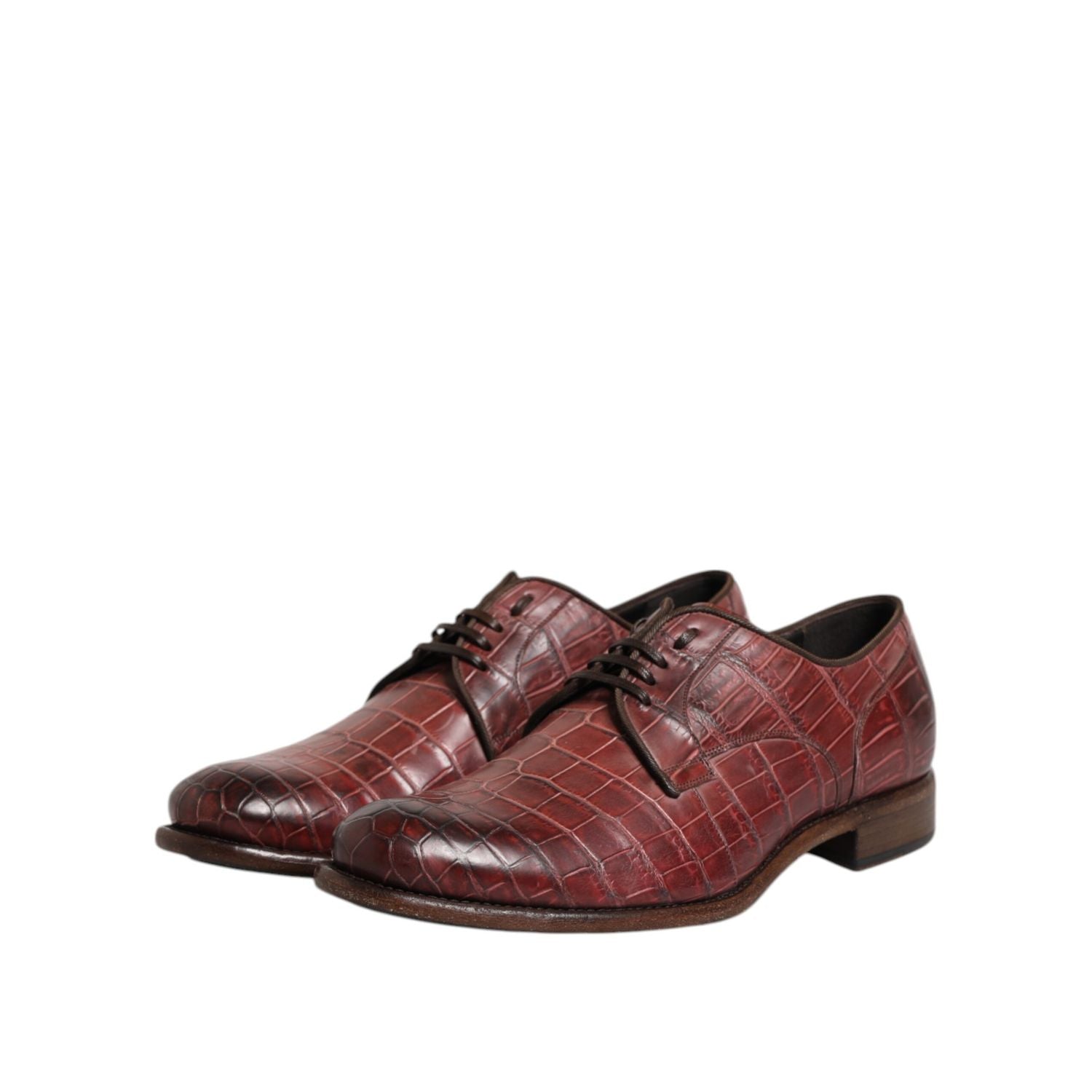 Dolce & Gabbana Burgundy Leather Lace Up Derby Dress Shoes