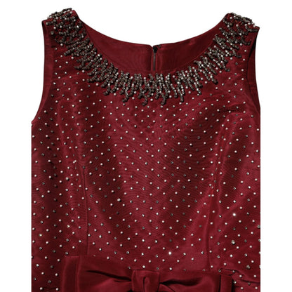 Dolce & Gabbana Burgundy Silk Beaded Evening Gown Dress