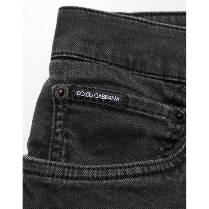 Dolce & Gabbana Dark Gray Cotton Stretch Denim Trouser Jeans