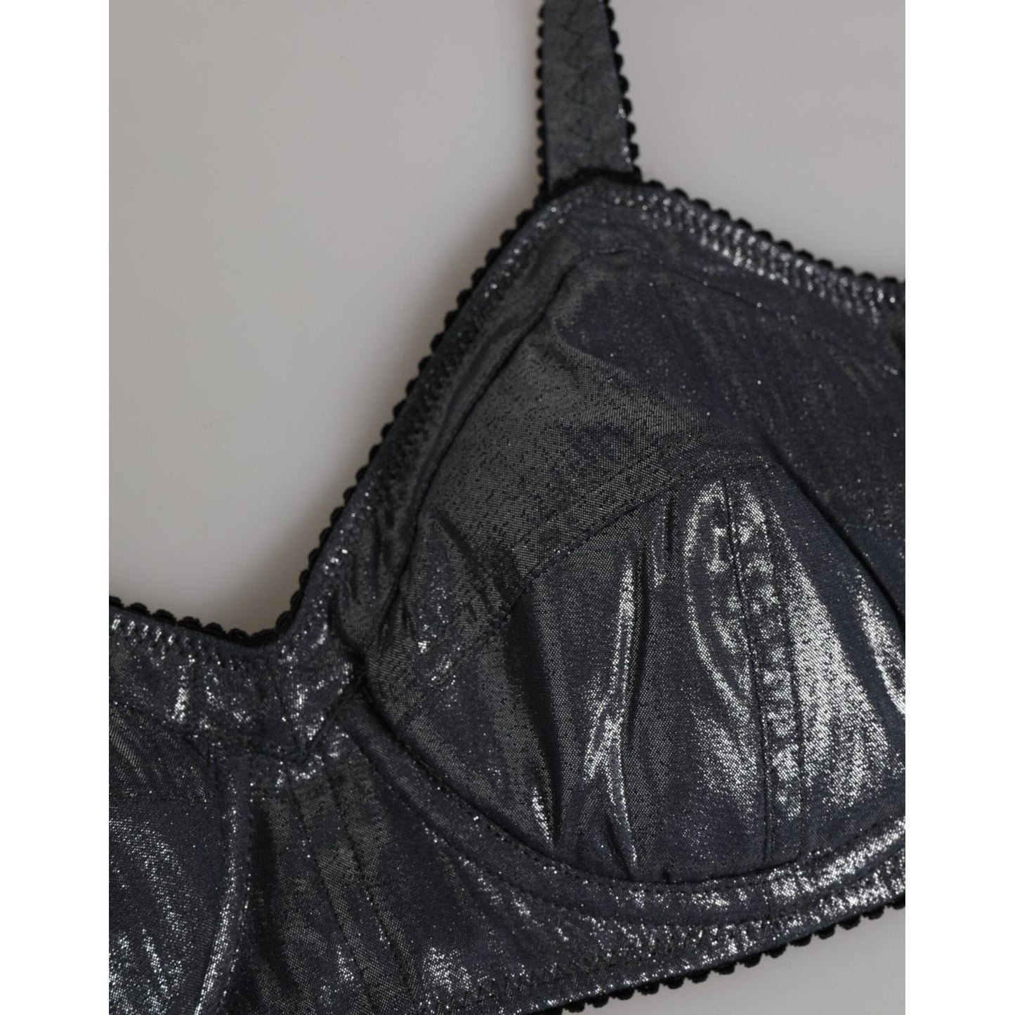 Dolce & Gabbana Dark Gray Silk Stretch Balconcino Bra Underwear