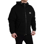 Dolce & Gabbana Black Cotton Hooded Logo Bomber Jacket Dolce & Gabbana Black
