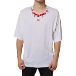 Dolce & Gabbana White Cotton Necklace Embellished T-shirt TSH86648-58