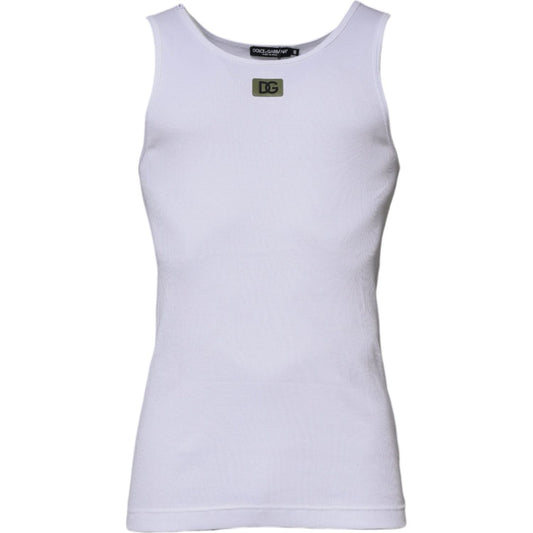Dolce & Gabbana White Cotton Round Neck Sleeveless T-shirt TSH87519-48