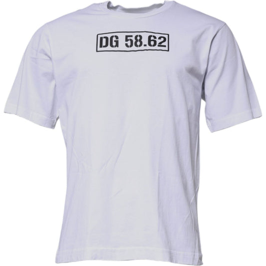 Dolce & Gabbana White DG Logo Cotton Crew Neck T-shirt TSH87410-54