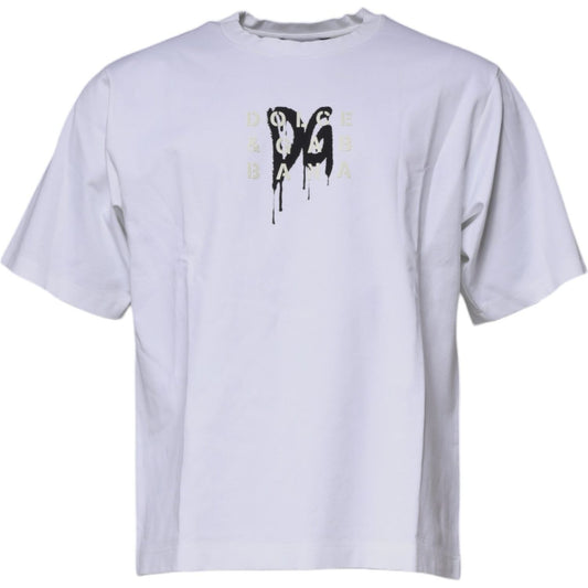 Dolce & Gabbana White DG Logo Cotton Crew Neck T-shirt TSH87521-50