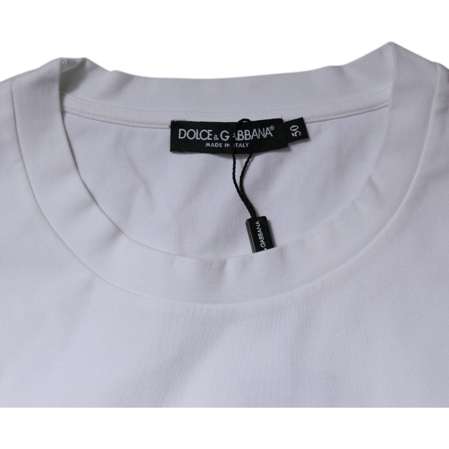 Dolce & Gabbana White DG Logo Cotton Crew Neck T-shirt TSH87521-50