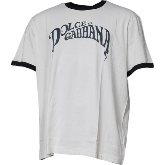 Dolce & Gabbana White Graphic Print Cotton Crew Neck T-shirt TSH87522-60