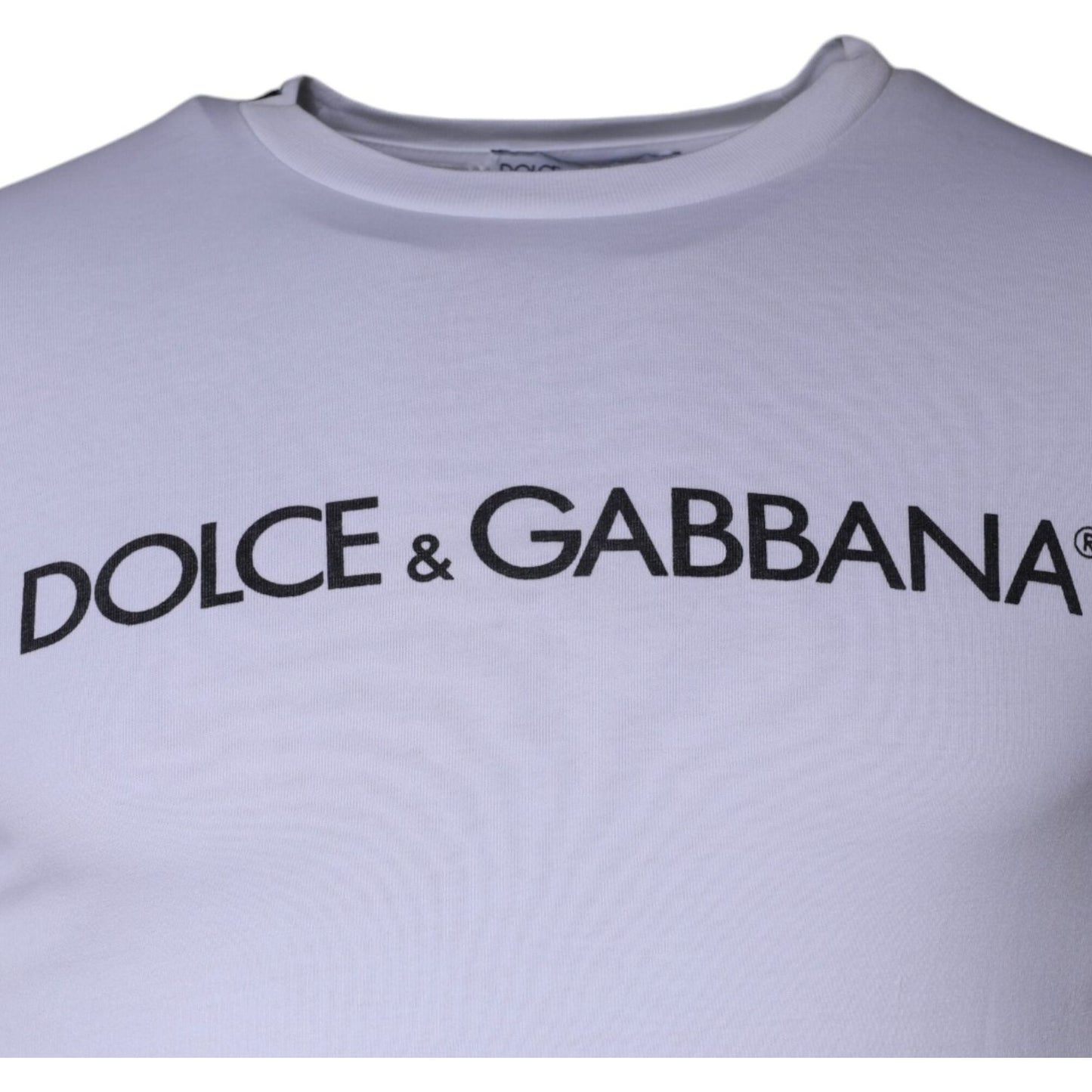 Dolce & Gabbana White Logo Print Cotton Crew Neck T-shirt TSH84899-44