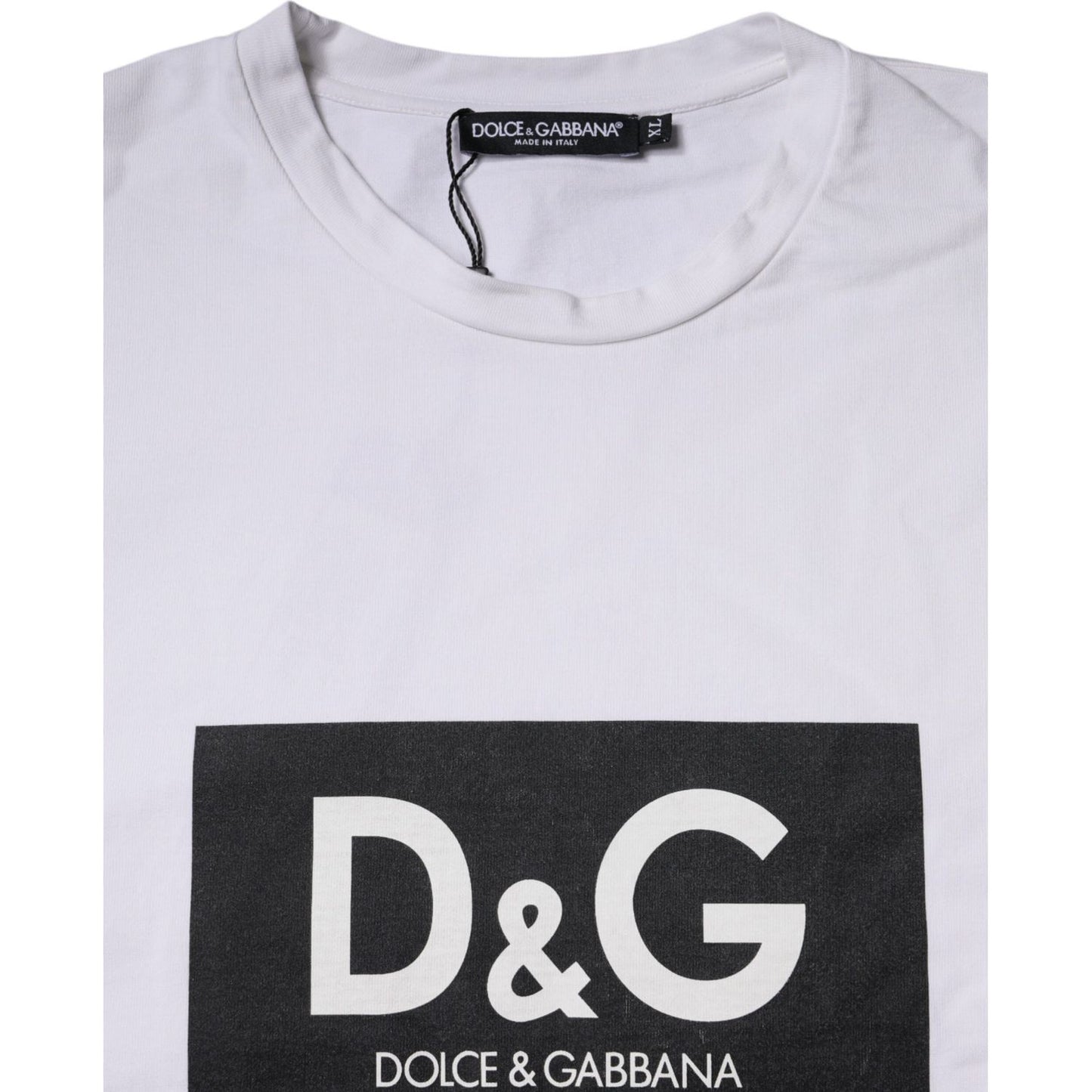 Dolce & Gabbana White Logo Print Cotton Crew Neck T-shirt TSH86868-52
