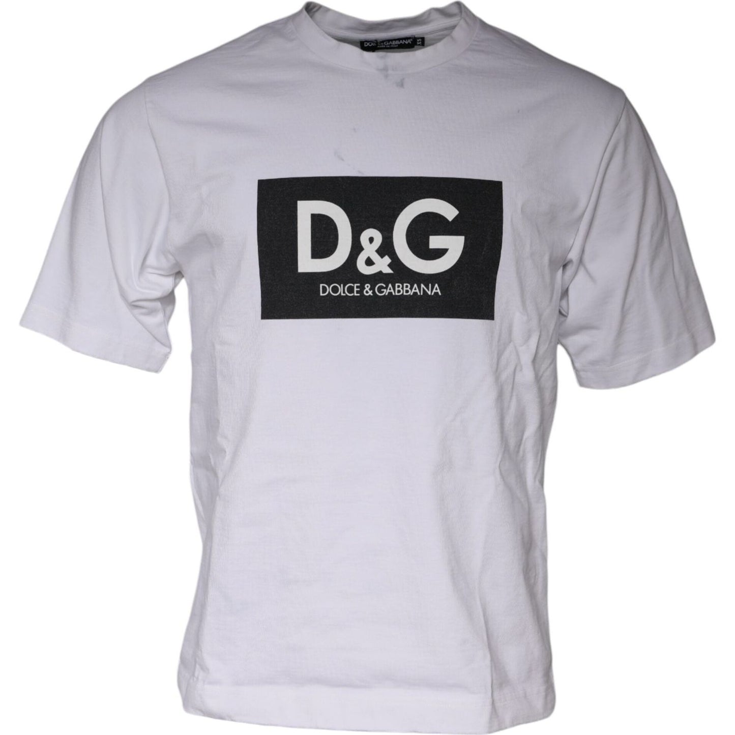Dolce & Gabbana White Logo Print Cotton Crew Neck T-shirt TSH86874-44