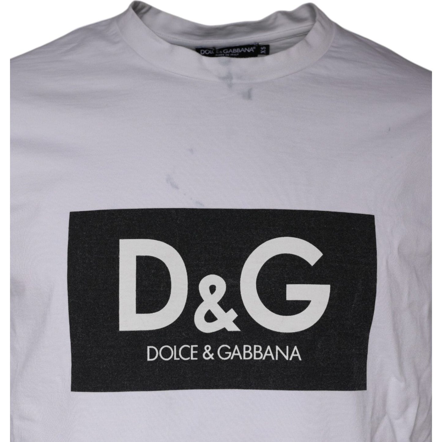 Dolce & Gabbana White Logo Print Cotton Crew Neck T-shirt TSH86874-44