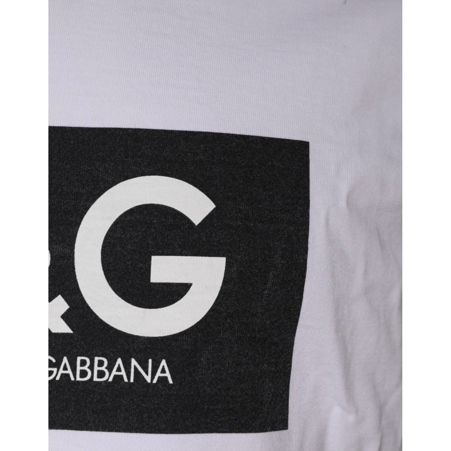 Dolce & Gabbana White Logo Print Cotton Crew Neck T-shirt TSH86874-44