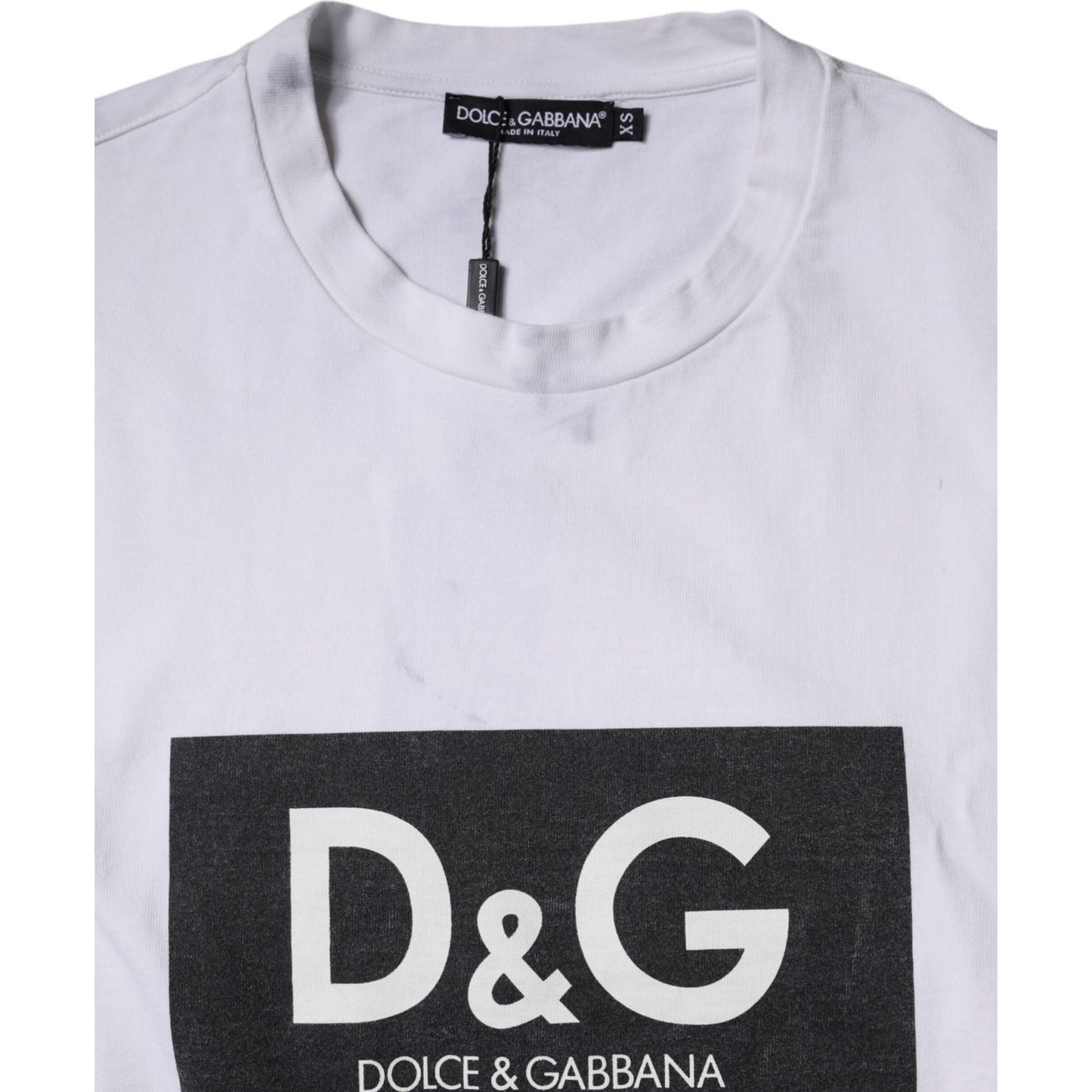 Dolce & Gabbana White Logo Print Cotton Crew Neck T-shirt TSH86874-44