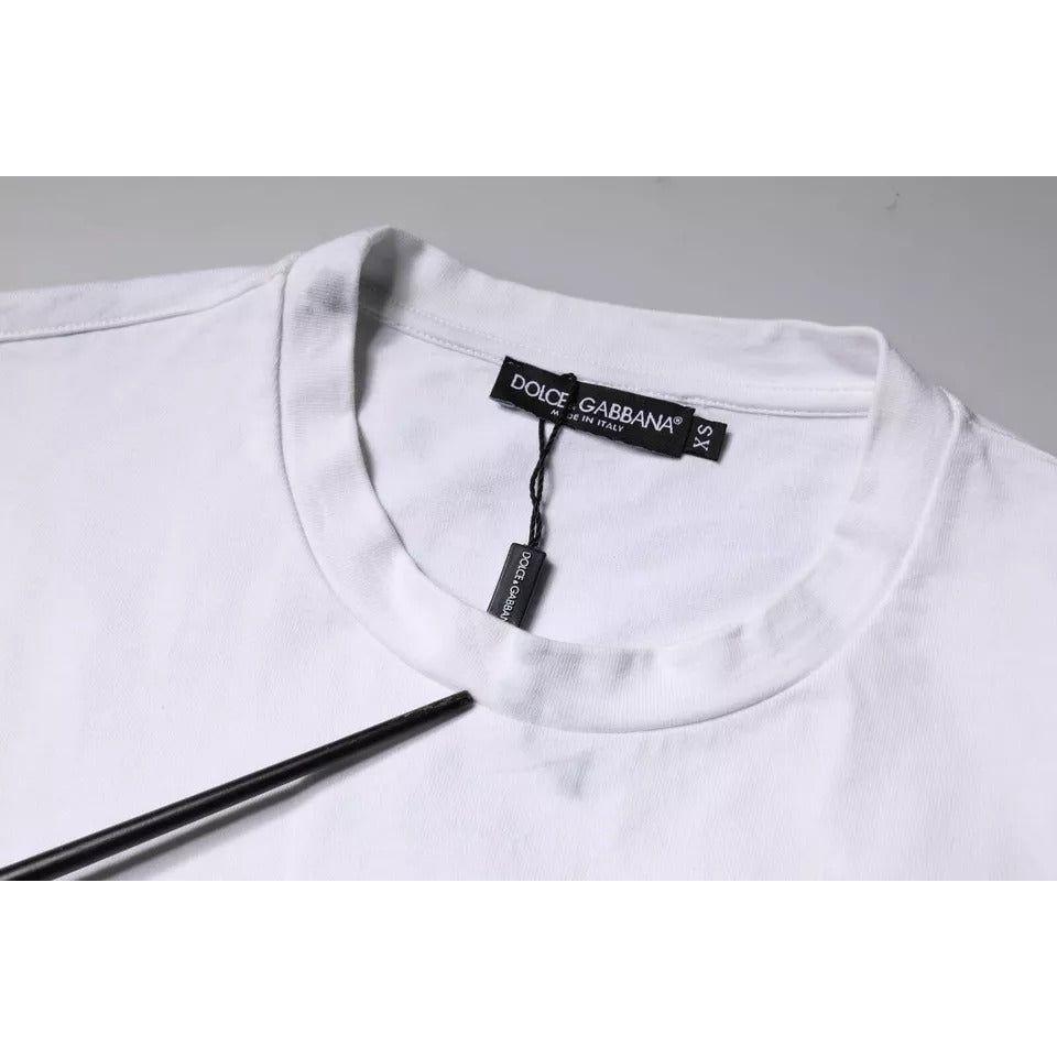 Dolce & Gabbana White Logo Print Cotton Crew Neck T-shirt TSH86874-44