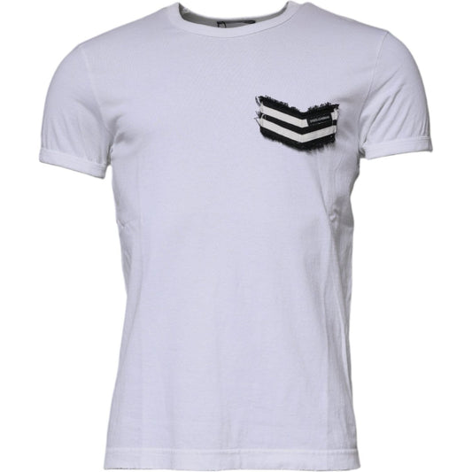 Dolce & Gabbana White Stripes Crew Neck Short Sleeves T-shirt TSH87496-48