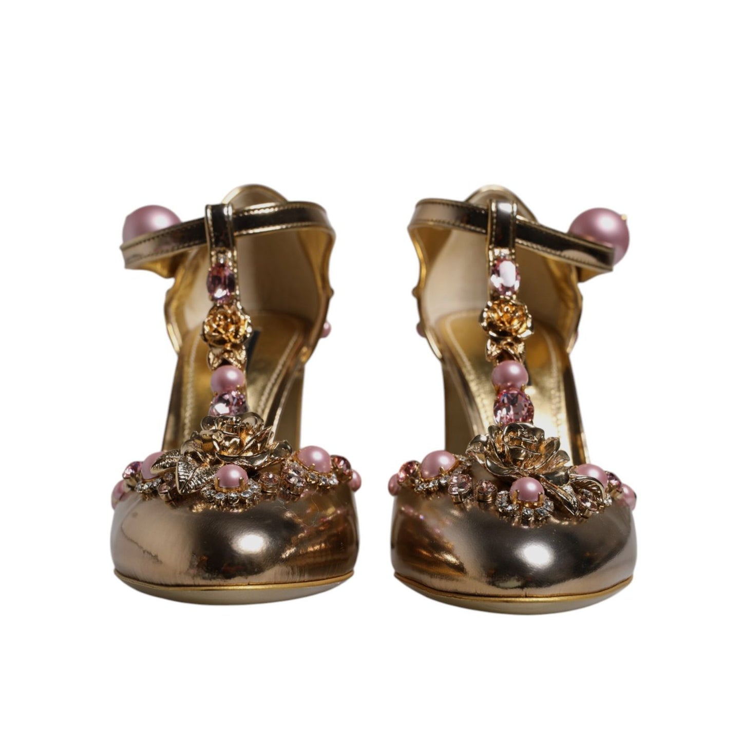 Dolce & Gabbana Gold Embellished Vally Heels Sandals Shoes