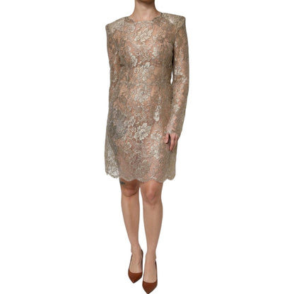 Dolce & Gabbana Gold Floral Lace A-line Sheath Mini Dress