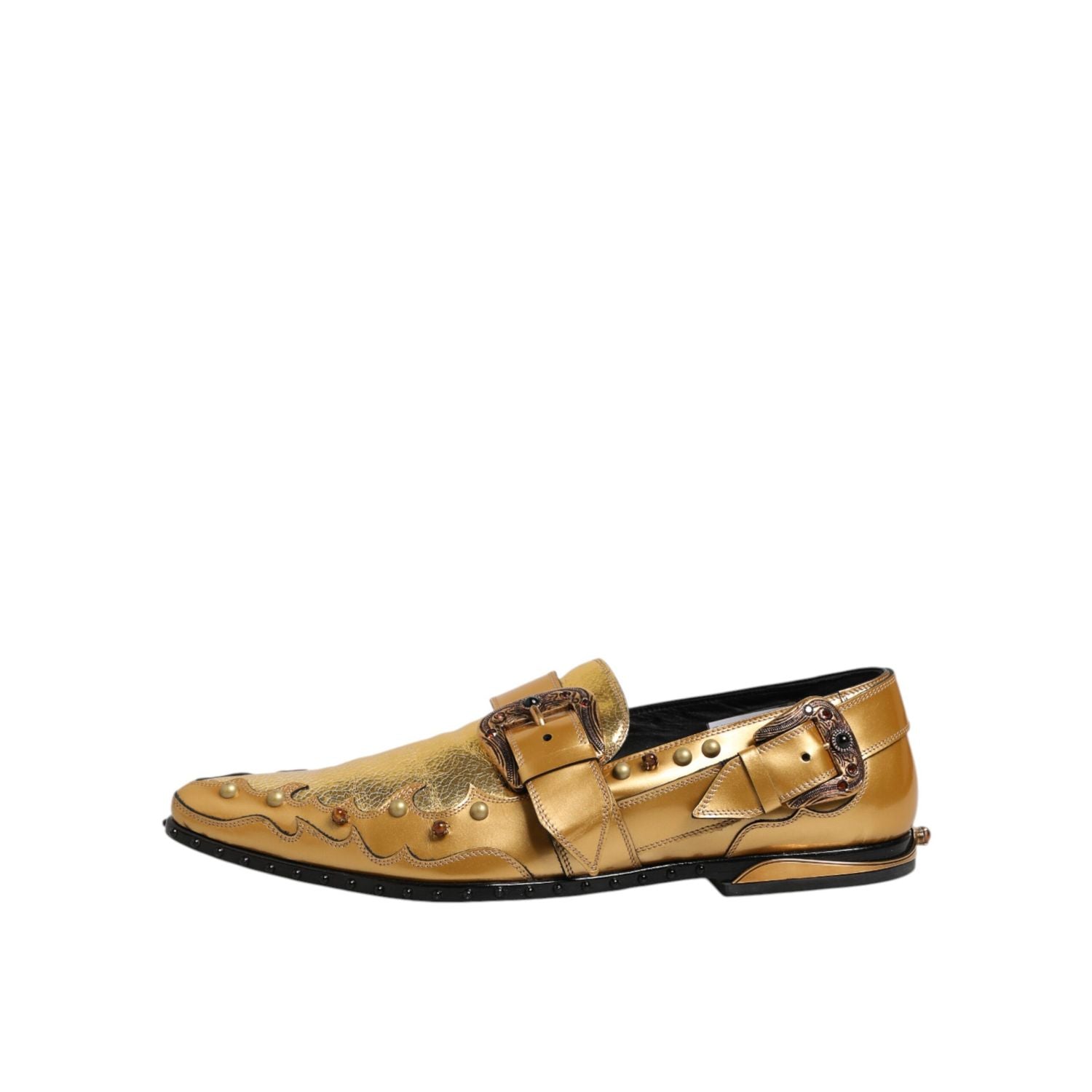 Dolce & Gabbana Gold Leather MONK STRAP Dress Formal Shoes