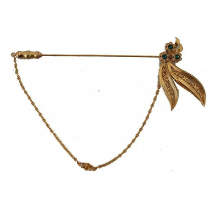 Dolce & Gabbana Gold Tone 925 Sterling Silver Crystal Chain Brooch