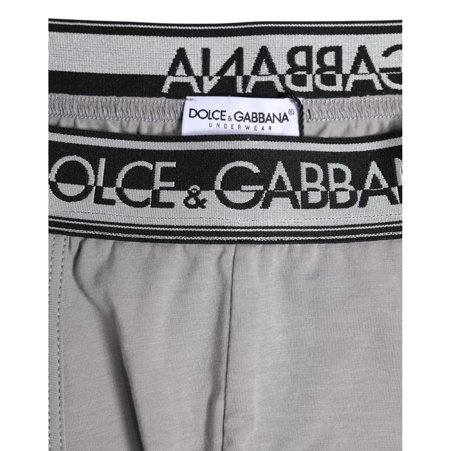 Dolce & Gabbana Gray Cotton Stretch Regular Boxer Underwear